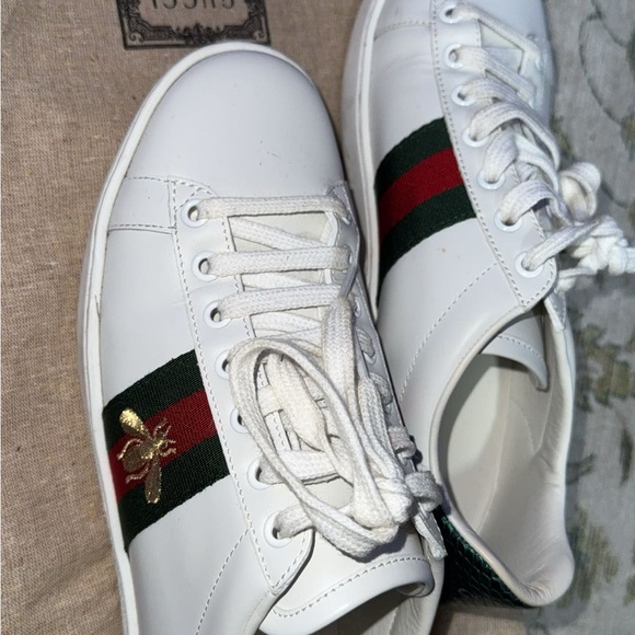 White Sneakers with Red and Green Stripe - Picture 1 of 5
